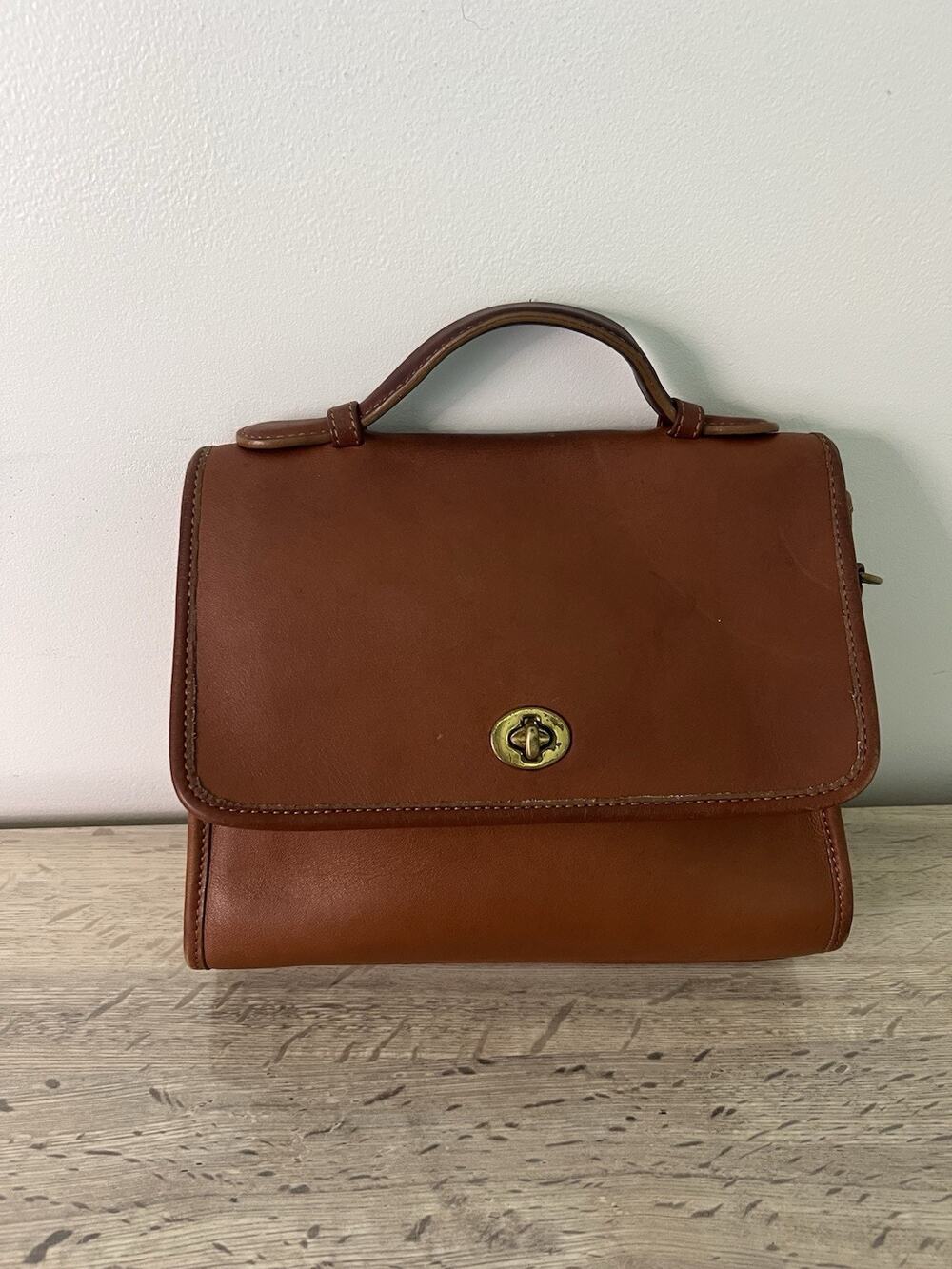 Coach Vintage Court Satchel Top Handle Bag Made In Italy English Brown No Strap